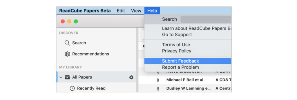 readcube papers submit feedback button