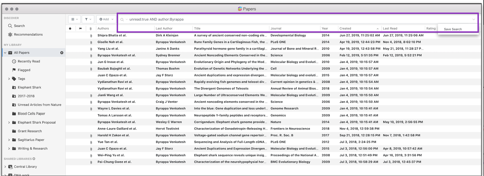 readcube papers advanced searching feature