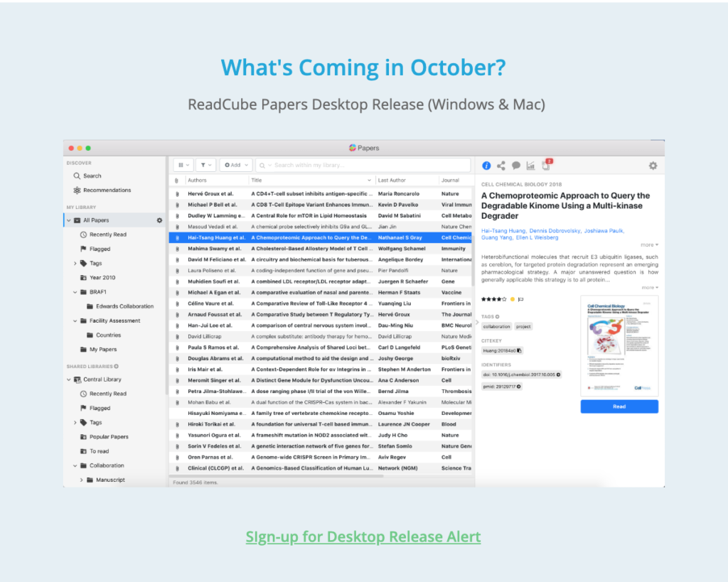 Preview of ReadCube Papers new desktop application