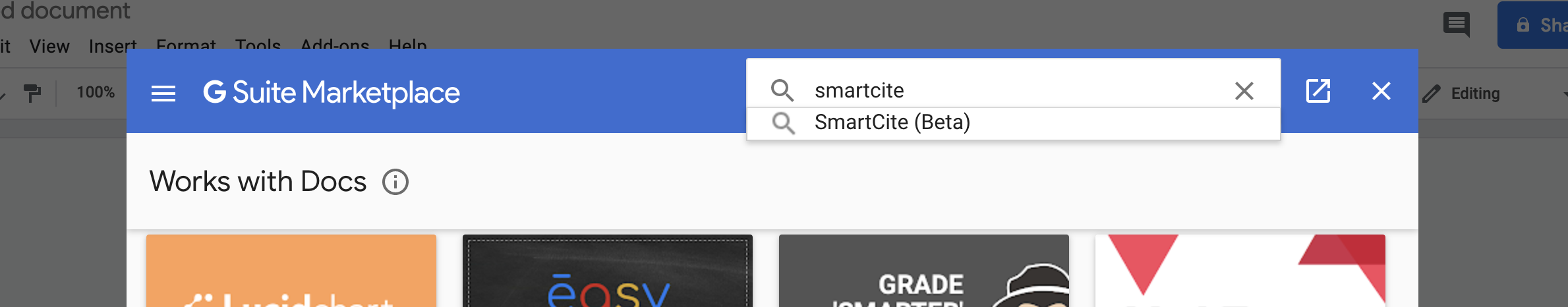 SmartCite in G Suite Marketplace