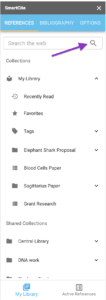Searching the web within SmartCite on Google Docs