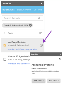 Viewing or editing an article within SmartCite