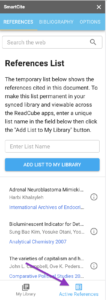 Active reference list in SmartCite