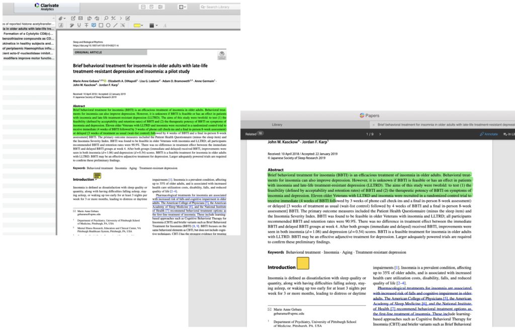 Notes transferring from Endnote into ReadCube Papers