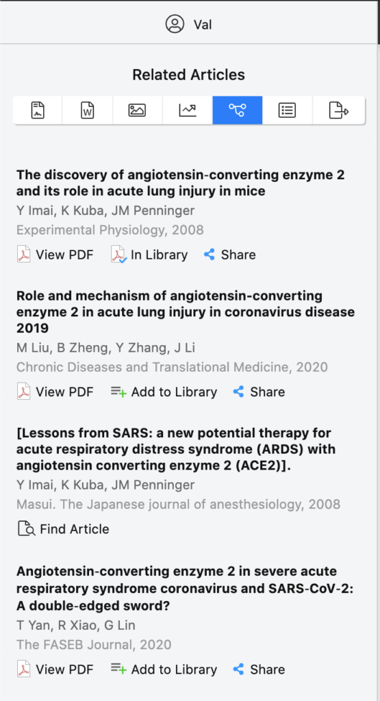 Related Articles tab in the Enhanced Web Reader