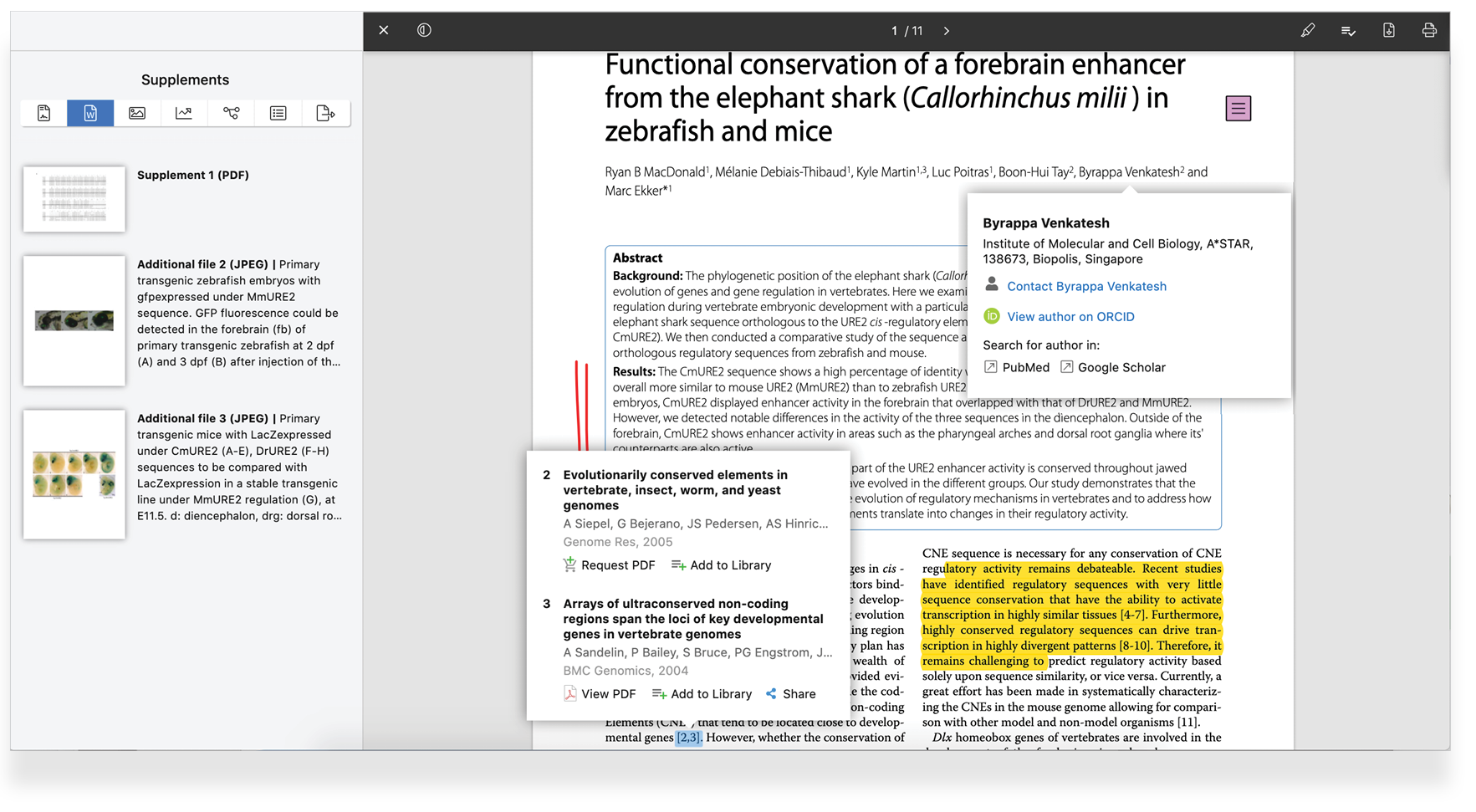 Viewing Supplements of a Paper in your Papers Library