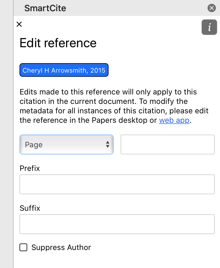 Edit reference in Google Docs