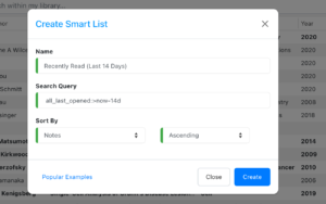 Sort SmartLists in Papers Library