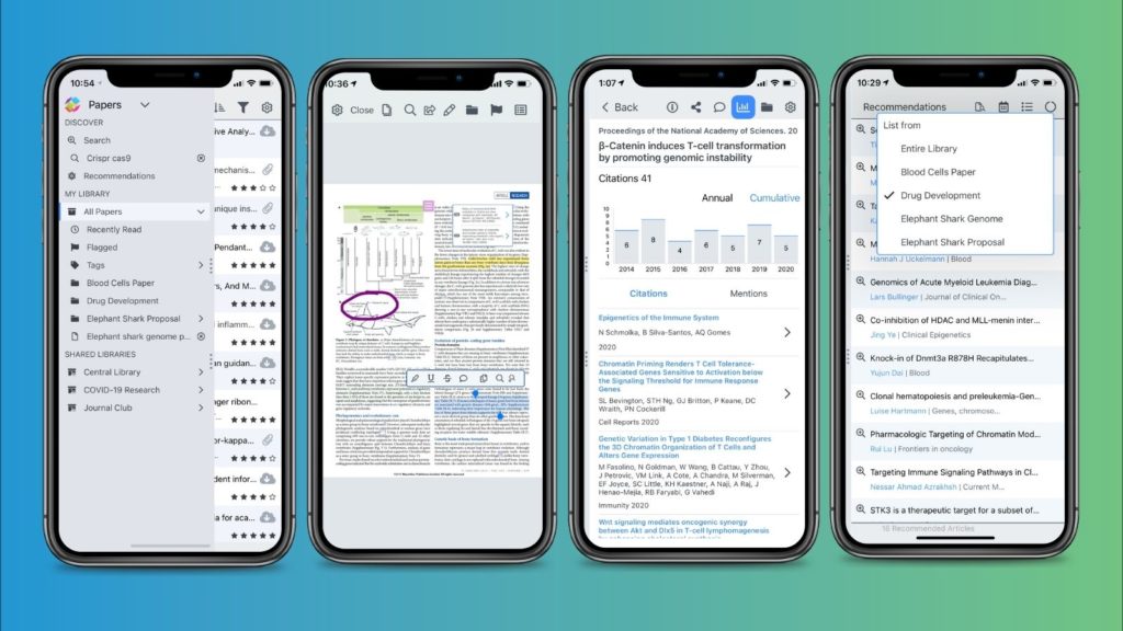 ReadCube Papers app for iOS multiple views