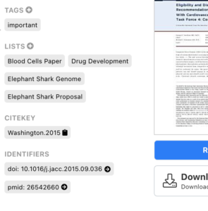 ReadCube Papers Lists in Information Pane