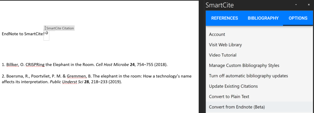 Endnote Citation Converter Screen