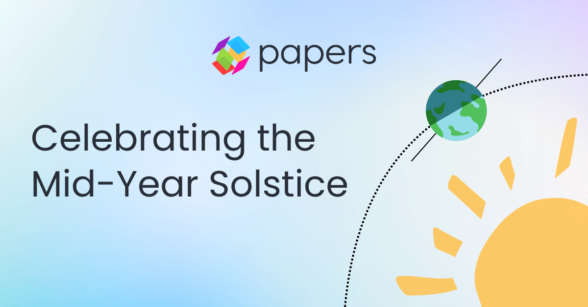 Solstice Blog Header Celebrating the Mid-Year Solstice. Image shows the sun with the earth in partial shadow orbiting.